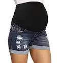 V VOCNI Maternidad Mujeres Maternidad Indigo Azul Mamá Borla Secreto Underbelly Denim Shorts - azul - XL