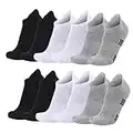 BUDERMMY Calcetines Tobilleros Hombres, 6 Pares Calcetines Deporte Hombre, Algodon Cortos Invisibles Calcetines Mujer antideslizantes acolchados Calcetines Hombres (Blanco + gris + negro, 39-42)