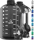 AQUAFIT 1 Gallon Water Bottle With Time Marker - 128 oz Water Bottle With Straw - Gym Water Bottle With Strap - Big Water Bottle - Reusable Water Bottles With Straw - Large Water Bottle With Handle