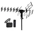 Five Star TV Antenna Outdoor Up to 200 Miles Long Range with Motorized 360 Degree Rotation, UHF/VHF/FM Radio with Infrared Remote Control Advanced Design