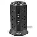 Tower Extension Lead, BEVA Multi Plug Socket 12 Way Outlet Surge Protector Power Strip Electric Charging Station with 5 Smart USB Charger(5V/4.5A), 2M Extension Cords for Home and Office