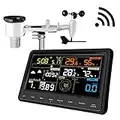 Ecowitt Weather Stations WS2910, Professional Digital WiFI Weather Station with Color Display, 7-in-1 Wireless Outdoor Solar Powered, Indoor 3-in-1 Built-in Sensor for Home Garden Farm