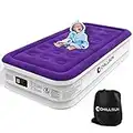 CHILLSUN Twin Air Mattress Inflatable Airbed with Built in Pump, 3 Mins Quick Self-Inflation, Comfortable Top Surface Blow Up Bed for Home Portable Camping Travel, 75x39x18'', 550 lb MAX