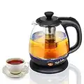 Taylor Swoden Small Electric Kettle， Keep Warm Glass Kettle with Filter Tea Infuser， 2200W 1L Black Cordless Water Tea Kettle for Home and Office - Abel 30A59