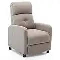 More4Homes MILTON MODERN FABRIC PUSHBACK RECLINER ARMCHAIR SOFA COMPACT RECLINNING CHAIR (PUMICE)