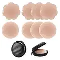 Pezoneras,4 Pares Mujer Pezoneras Silicona Pasties Invisible Push Up Breast Lift Reutilizables Adhesivo Sujetadores para Mujeres Niña Señora, Redonda y con Forma de Flor