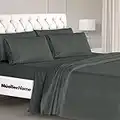 Mueller Ultratemp Bed Sheets Set, Super Soft 1800, 18-24 Inch Deep Pocket Sheets, Transfers Heat, Breathes Better, Hypoallergenic, Wrinkle, 6Pc, Dark Gray Queen