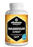 Citrate de Magnésium Haute Dose 2.250 mg -180 Géules de Pur Dicitrate de Tri-Magnésium par Jour - Vengan et Naturel - Facile à Avaler - sans Additifs Inutiles