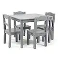 Humble Crew Kids Wood Table and 4 Chair Set, Grey