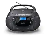 Karcher RR 5045 tragbares CD Radio (Boombox mit CD-Player, Kassette, UKW Radio, Batterie/Netzbetrieb, USB & AUX-In) Schwarz