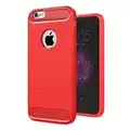 COPHONE® Coque de Protection iPhone 6 Plus Etui antidérapent Coque Fibre de Carbone Rouge iPhone 6 Plus Housse Souple Haute Protection, Anti Choc