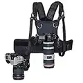 Nicama Dual Shoulder Camera Strap for Two-Cameras, Carrier Chest Harness Vest with Mounting Hubs & Backup Safety Straps for DSLR Canon 6D 5D2 5D3 Nikon D800 D810 Sony A7S Sigma Olympus