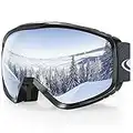 findway Maschere da Sci, Occhiali Sci Donna Uomo, Maschera da Snowboard e Sci per Occhiali da Vista OTG,Anti-UV Protezione UV Anti-Nebbia, Argento Lente Specchio