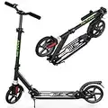 RideVOLO Foldable Kick Scooter with Ultra Wide Deck, 8" PU Wheels, 3 Adjustable Heights, Suspension System, High Stability and Security with ABEC 9 Bearings, for 8 Years Old up Teens and Adults Black