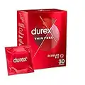 Durex Thin Feel Condoms, Regular Fit, 30s, Secure, Tighter, Natural Latex