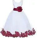 ekidsbridal White Floral Rose Petals Flower Girl Dress Birthday Girl Dress Junior Flower Girl Dresses 302s 14