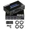 Conmutador KVM USB 3.0 HDMI de 4 puertos 4 en 1 salida 4K 60 Hz 4 en 4 salidas SPDIF 5.1 de audio - Mouse/teclado/Wireless USB para PC, Printer, escáner, Windows, Linux,