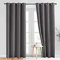 NICETOWN Gray Blackout Curtains for Bedroom 84 inches Long - Thermal Curtains & Drapes Grommet Noise Reducing Room Darkening Solid Window Panels for Living Room (2 Panels, W52 x L84, Grey)