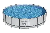 Bestway Steel Pro MAX 18 Foot x 48 Inch Round Metal Frame Above Ground Outdoor Swimming Pool Set with 1,000 Filter Pump, Ladder, and Cover