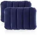 com-four® 2X Almohada Inflable - Cómoda Almohada de Viaje para Viajes en automóvil, Tren y autobús - Almohada de colchón de Aire en tamaño de Bolsillo (43x28x9cm - Azul)