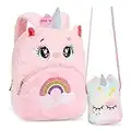 Hifot Unicorno Zaino Bambino, Carino Peluche Borsa Zainetto, Borsa a Tracolla Per Bambini Bambini in Età Prescolare