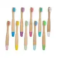 Bamboo Toothbrush, Charcoal Tooth Brush, Natural Wooden Toothbrushes, Soft Bristles Toothbrushes for Kids (Mixed Colors)10 Pcs