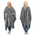 Catalonia Fleece Wearable Blanket Poncho for Adult Women Men, Travel Wrap Blanket Cape with Pocket | Warm, Soft, Cozy, Snuggly, Gift for Her, No Sleeves | All-Season