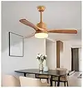 Modern LED Ceiling Fan Light with Remote Control, 42" 24W Minimalist Solid Wood Fan Light Bedroom 3 Speeds Nordic Ceiling Fan Light Dimmable Timing Silent Ceiling Fan Living Room Dining Room,Natural