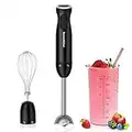 BonsenKitchen Frullatore ad Immersione 3 in 1 Portatile, Frullatore Elettrico a Immersione da 1000 W, Frusta per Uova, Bicchiere da 700 ml per Preparare Pappe, Salsa, Zuppe