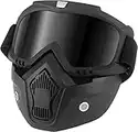 HuoBi Occhiali da equitazione per casco da motociclista con maschera rimovibile per il viso protezione dalla nebbia, filtro per bocca regolabile e antiscivolo, occhiali da motocross vintage