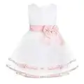 iixpin Babybekleidung Baby-Mädchen Prinzessin Kleid Festzug Taufkleid Hochzeit Partykleid Mädchen Tüll Kleidung Blumenmädchenkleid mit Baumwollhose Perle Rosa 80-86