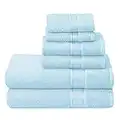 Belizzi Home Ultra Soft 6 Pack Cotton Towel Set, Contains 2 Bath Towels 28x55 inch, 2 Hand Towels 16x24 inch & 2 Wash Coths 12x12 inch, Ideal for Everyday use, Compact & Lightweight - Sky Blue