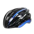 Adult Bike Helmet with Light, CPSC Certified, Road and Mountain Bike Helmets, Adjustable Lightweight, 22.05-24.41 Inch Fit Men and Women (Blue Stripes)