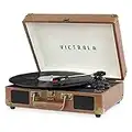 Victrola Vintage 3-Speed Bluetooth Portable Suitcase Record Player with Built-in Speakers | Upgraded Turntable Audio Sound| Includes Extra Stylus | Brown