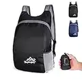 ERBO Faltbarer Rucksack Wasserdicht Ultraleichter, Kleiner Wanderrucksack Herren, Rucksack Wandern, Tagesrucksack Outdoor, Wasserfester Rucksack für Camping Reisen Sport Klettern Radfahren, Schwarz