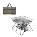 CAMPINGMOON Stainless Steel Foldable Camping Grills Portable Wood Burning Charcoal Grill 14-inch with Carrying Bag MT-2