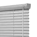 BERISSA Aluminum 1" Cordless Horizontal Mini Window Blinds Custom Cut to Size Room Darkening Blinds & Shades for Home Office Bathroom French Door Windows Office Silver Gray