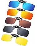 5 Pairs Polarized Clip-on Sunglasses for Men Women Rimless Sunglasses Clip On Rectangular Unisex Flip Up Anti-glare Fishing Driving Over Prescription Glasses (Various Color, 2.36 x 1.57 Inch)