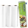 KitchenBoss Sacchetti Sottovuoto per Alimenti, 3 Rotoli 20x500cm Totale15M, (Non più forbici) Rotoli Sacchetti goffrati,per Conservazione Alimenti e Cottura Sous Vide