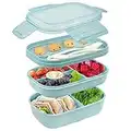 Bugucat Lunchbox Kinder mit Fächern 1900ML, Bentobox Lunchbox kinder mit 5 Fächern, Frühstücksbox Erwachsene 2-Lagige Nachhaltig Brotdose, Vesperbox Brotbüchse zum Schule Arbeit Picknick