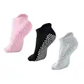 NEWCHAO Non Slip Skid Socks for Women and Men Grip Socks for Yoga Pilates Workout Barre Pregnancy Hospital Maternity Pack of 3