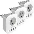[3-Pack] Italy Travel Plug Adapter, VINTAR US to Italy Power Adapter with 1 USB-C 3 USB-A Ports and 2 American Outlets, 6 in 1 Outlet Adapter, Type L Plug Adapter for USA to Italy Uruguay Chile