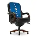 La-Z-Boy Delano Big & Tall Executive Office Chair, High Back Ergonomic Lumbar Support, Bonded Leather, Black with Mahogany Wood Finish