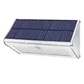 CAIYUE Luces solares al aire libre, 1100lm 46 LED 4500 mAh Luces de seguridad con sensor de movimiento Luces solares a prueba de agua Luces de pared de aluminio inalámbricas para jardín- luz blanca