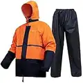 Rain Suit, Rain Gear for Men Women Waterproof Work Lightweight Rainwear Rain Coat (Jacket & Pants), Orange, Small