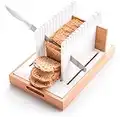 Bread Slicer for Homemade Bread With Long Knife & Crumb Tray - Compactable Bread Slicer Guide For Homemade Bread Adjustable, 3 Size, 3 Thickness - Bread Cutter for Homemade Bread, Loaf, Bagel, Bun