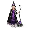 Spooktacular Creations Fairytale Witch Cute Witch Costume Deluxe Set with Broom for Girls (T 3-4)