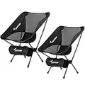 Sportneer Camping Chairs 2 Pack, Outdoor Lightweight Lawn Chairs Portable Folding Chair with Carry Bag for Backpacking, Hiking, Picnic, Fishing, Beach, Traveling, Festival, Black