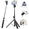 Professional PORTABLE Waterproof Tripod With Phone Holder 1.49m Selfie Stick Tripod, Cellphone Tripod with Bluetooth Remote, Compatible with iPhone, Samsung including all Smart Phones