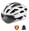 Shinmax Casco Bici con Luce di LED,Certificato CE,Casco Bici Uomo Donna con Visiera Magnetica Staccabile Shield Rimovibile Casco MTB Ultraleggero Casco Bici Adulto Traspirante Caschi Bicicletta NR-096